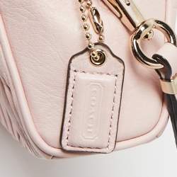 Pre Owned Coach Pink Gathered Leather Wristlet Clutch