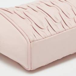 Pre Owned Coach Pink Gathered Leather Wristlet Clutch