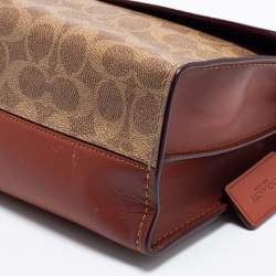 Pre Owned Coach Tan Leather And Signature Coated Canvas Parker Shoulder Bag