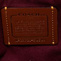 مملوكة مسبقًا حقيبة كتف كوتش باركر جلد وكانفاس مقوى بالشعار بني/بيج