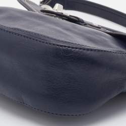 Pre Owned Coach Navy Blue Leather Willis Saddle Crossbody Bag