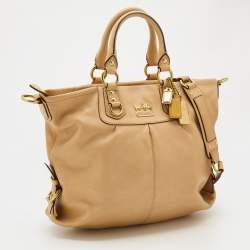Pre Owned Coach Beige Leather Julliane Tote