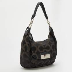 Pre Owned Coach Back Canvas and Leather Kristin Hobo 