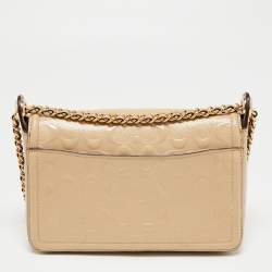 Pre Owned Coach Beige Leather Turn Lock Crossbody Bag