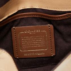 Pre Owned Coach Beige Leather Turn Lock Crossbody Bag