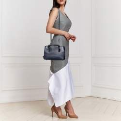 Pre Owned Coach Navy Blue Leather Brooklyn Carryall Satchel