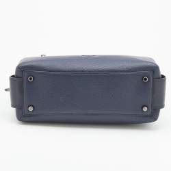 Pre Owned Coach Navy Blue Leather Brooklyn Carryall Satchel