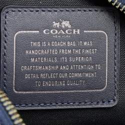 Pre Owned Coach Navy Blue Leather Brooklyn Carryall Satchel