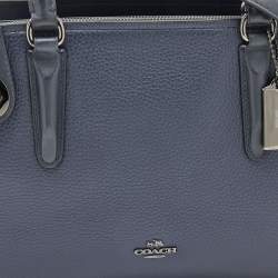 Pre Owned Coach Navy Blue Leather Brooklyn Carryall Satchel