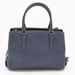 Pre Owned Coach Navy Blue Leather Brooklyn Carryall Satchel