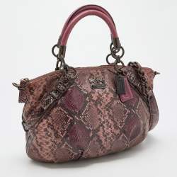 Coach Purple Python Embossed Leather Madison Satchel