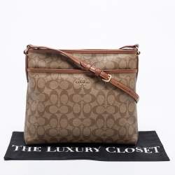 Coach Brown Signature Coated Canvas and Leather File Messenger Bag
