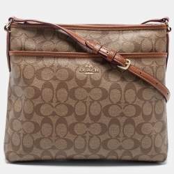 Coach Brown Signature Coated Canvas and Leather File Messenger Bag