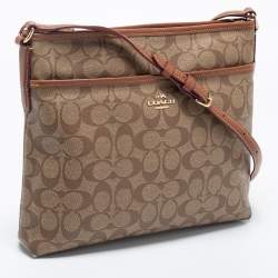 Coach Brown Signature Coated Canvas and Leather File Messenger Bag