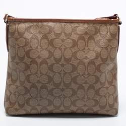 Coach Brown Signature Coated Canvas and Leather File Messenger Bag