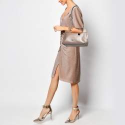 Coach Metallic Beige Leather Mini Brooke Carryall Chain Satchel