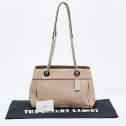 Coach Metallic Beige Leather Mini Brooke Carryall Chain Satchel