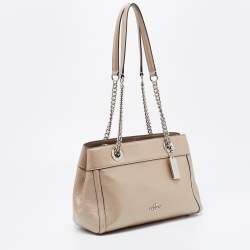 Coach Metallic Beige Leather Mini Brooke Carryall Chain Satchel