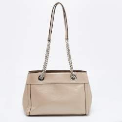 Coach Metallic Beige Leather Mini Brooke Carryall Chain Satchel