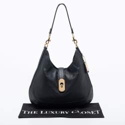 Pre Owned Coach Black Leather Amber Hobo
