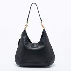 Pre Owned Coach Black Leather Amber Hobo