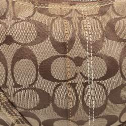 Pre Owned Coach Beige/Brown Signature Canvas and Leather Soho Hobo