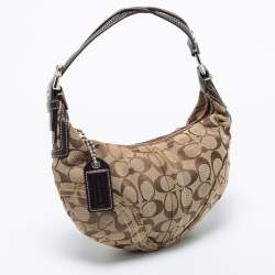 Pre Owned Coach Beige/Brown Signature Canvas and Leather Soho Hobo