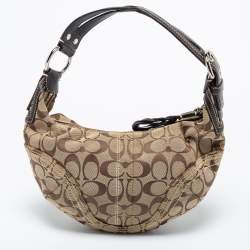 Pre Owned Coach Beige/Brown Signature Canvas and Leather Soho Hobo