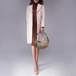 Pre Owned Coach Beige/Brown Signature Canvas and Leather Soho Hobo