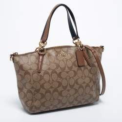 مملوكة مسبقًا Coach Beige Monogram Canvas Small Kelsey Satchel