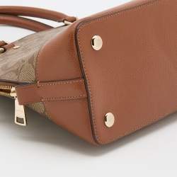 Pre Owned Coach Beige/Tan Signature Coated Canvas and Leather Sierra Satchel