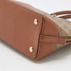 Pre Owned Coach Beige/Tan Signature Coated Canvas and Leather Sierra Satchel