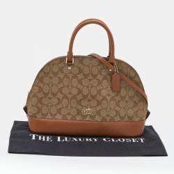 Pre Owned Coach Beige/Tan Signature Coated Canvas and Leather Sierra Satchel