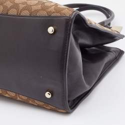 Pre Owned Coach Brown/Beige Signature Canvas and Leather Crosby Carryall Satchel