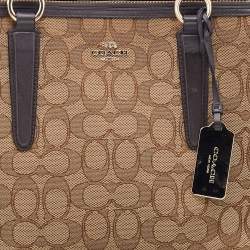 Pre Owned Coach Brown/Beige Signature Canvas and Leather Crosby Carryall Satchel