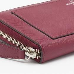 Pre Owned Coach Magenta Pink Saffiano Leather Zip Around Wallet