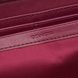 Pre Owned Coach Magenta Pink Saffiano Leather Zip Around Wallet
