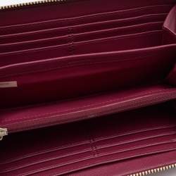 Pre Owned Coach Magenta Pink Saffiano Leather Zip Around Wallet