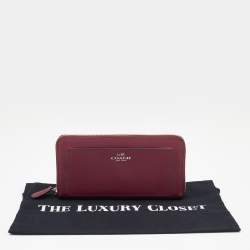 Pre Owned Coach Magenta Pink Saffiano Leather Zip Around Wallet