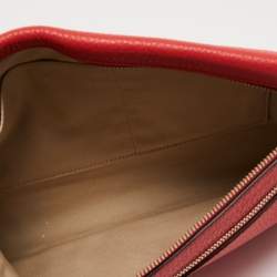 Pre Owned Coach Orange Leather Wristlet Clutch