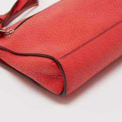 Pre Owned Coach Orange Leather Wristlet Clutch