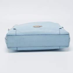 Pre Owned Coach Light Blue Grained Leather Large Scout Hobo