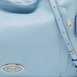 Pre Owned Coach Light Blue Grained Leather Large Scout Hobo