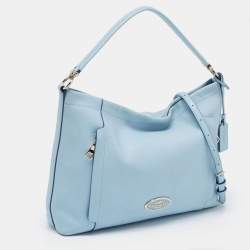 Pre Owned Coach Light Blue Grained Leather Large Scout Hobo