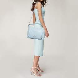 Pre Owned Coach Light Blue Grained Leather Large Scout Hobo