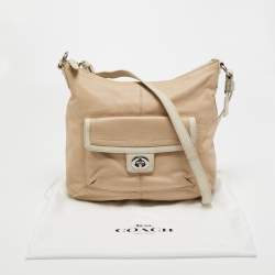 Coach Light Beige/White Leather Penelope Hobo