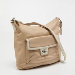 Coach Light Beige/White Leather Penelope Hobo
