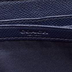 Pre Owned Coach Beige/Blue Signature Coated Canvas and Leather Accordion Zip Around Wallet