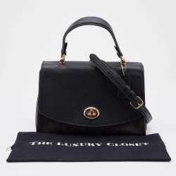 Coach Brown/Black Signature Canvas and Leather Tilly Top Handle Bag