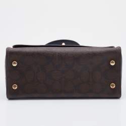 Coach Brown/Black Signature Canvas and Leather Tilly Top Handle Bag